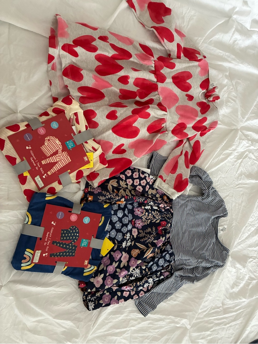 Baby Girls Heart Print Dress - Pink & Red